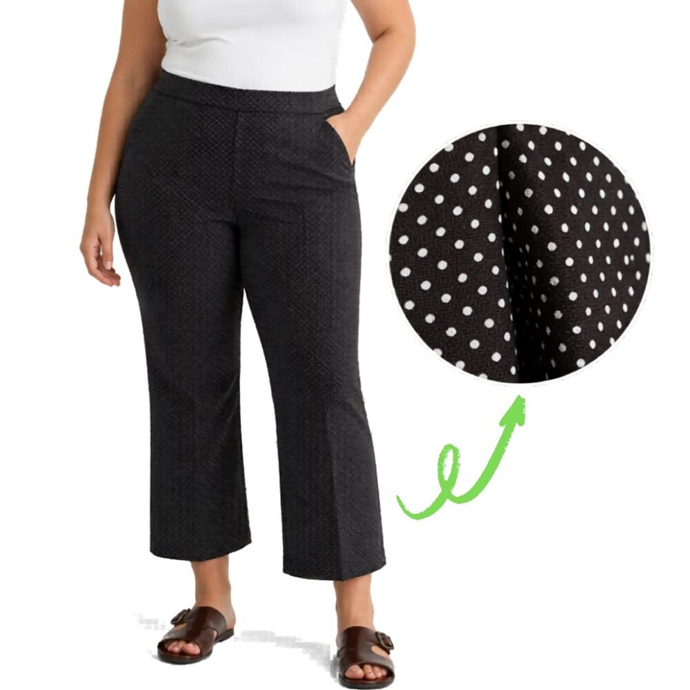 Old Navy Harper Polka Dot Pants Womens 14 Black White Cropped Work Trousers